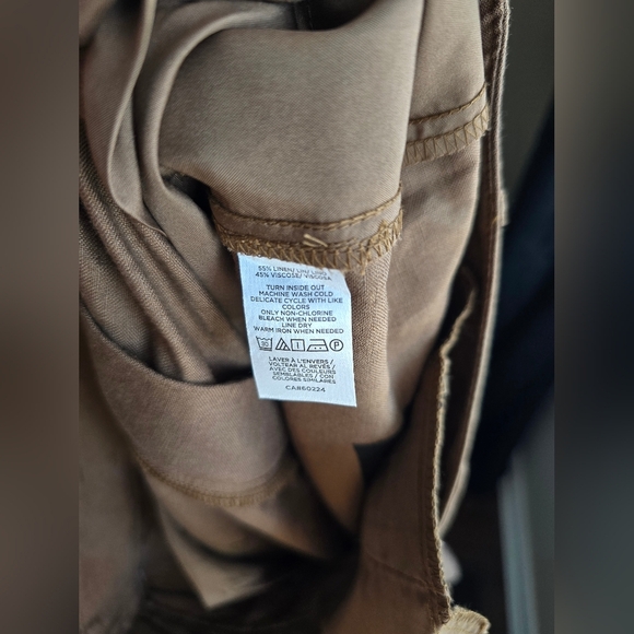 LOFT Wide Leg Brown Pants Trousers Linen High Waist Size 10 M - Picture 11 of 13